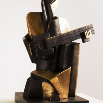 Escultura titulada "Big Guitarist Arleq…" por Miguel Guía, Obra de arte original, Bronce