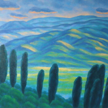 제목이 "At Sunset I"인 미술작품 Михаела Иванова로, 원작, 기름 나무 들것 프레임에 장착됨