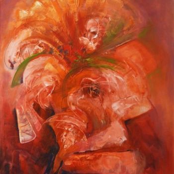 Pintura intitulada ""Red Imagination"" por Mihaela Ionescu, Obras de arte originais, Óleo