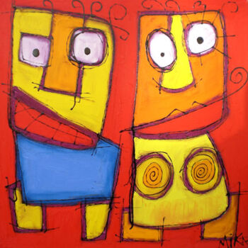 Schilderij getiteld "2 Amoureux" door Mika, Origineel Kunstwerk