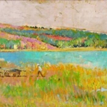 Painting titled ""Lake  Lisi"" by Mikhail Gabunia, Original Artwork, Oil