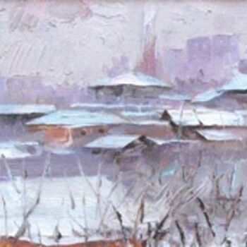 Painting titled ""Winter"" by Mikhail Gabunia, Original Artwork, Oil