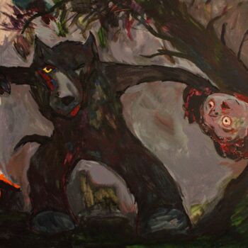 Pintura intitulada "The hour of the Wolf" por Mikhey Chikov, Obras de arte originais, Acrílico
