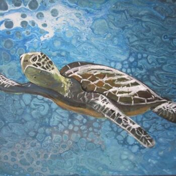 Malarstwo zatytułowany „sea turtle” autorstwa Mila Molchanova, Oryginalna praca, Akryl