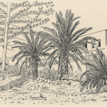 Disegno intitolato "Playa de Los Cristi…" da Lauris Milbrets, Opera d'arte originale, Penna gel
