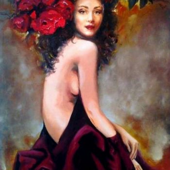 Painting titled "Rose" by Milena Hristova, Original Artwork, Oil