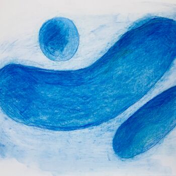 Рисунок под названием "Blue space" - Miler Art, Подлинное произведение искусства, Пастель
