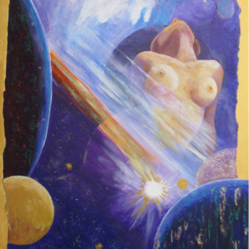 Painting titled "L'extase cosmique" by Alexandre Milesi, Original Artwork, Acrylic