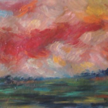 Painting titled "tramonto in collina" by Milla, Original Artwork, Oil