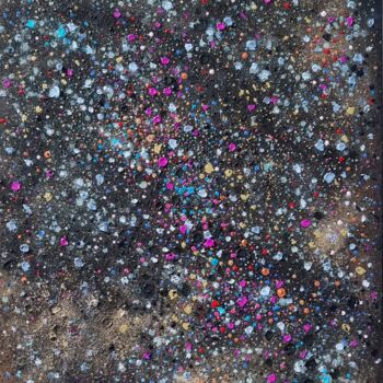 Painting titled "Cosmic Dust 1.2" by Milly Martionou, Original Artwork, Acrylic Mounted on Wood Stretcher frame