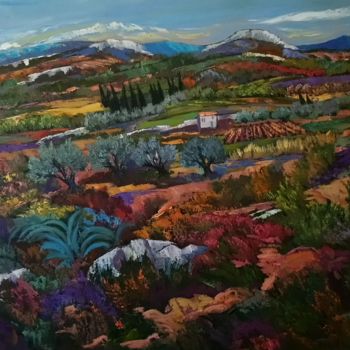 Painting titled "ferme dans les alpi…" by Milorv, Original Artwork