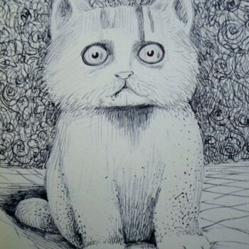 Drawing titled "Wasn't me" by Milto Sideris, Original Artwork, Ballpoint pen