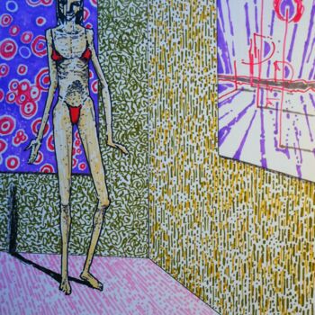 Σχέδιο με τίτλο "Anorexic art critic" από Milto Sideris, Αυθεντικά έργα τέχνης, Μαρκαδόρος