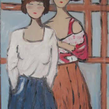 Peinture intitulée "two girls" par Milu Petersen, Œuvre d'art originale