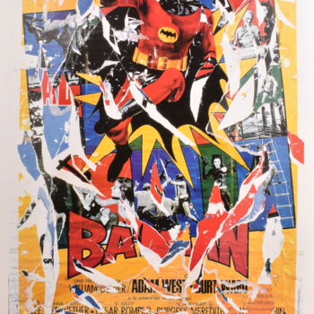 Collages titled "Batman - Opera pubb…" by Mimmo Rotella, Original Artwork, Collages