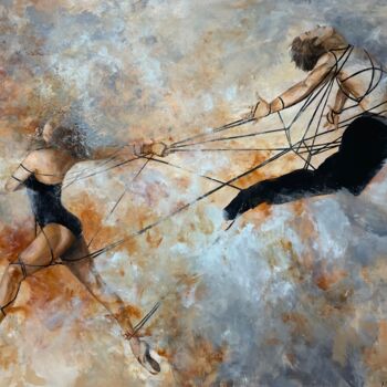 Malerei mit dem Titel "Dancing with a rope" von Miri Baruch, Original-Kunstwerk, Acryl