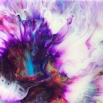 Malerei mit dem Titel "Purple splash" von Miriam De Groot, Original-Kunstwerk, Acryl