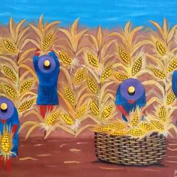 Pintura intitulada "Colheita de milho" por Mirinho, Obras de arte originais, Acrílico