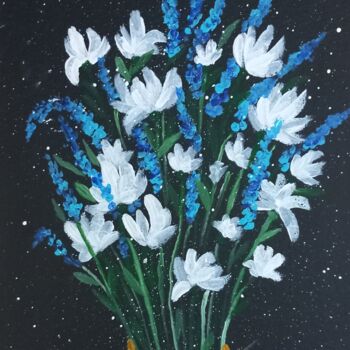 Painting titled "Field flowers bouqu…" by Miroslava Samoshkina, Original Artwork, Acrylic