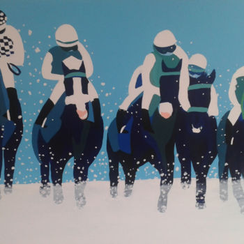 绘画 标题为“Course dans la neige” 由Mirou Navalon, 原创艺术品, 丙烯 安装在木质担架架上