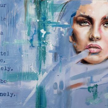 Painting titled "Heartbreak Hotel -…" by Simona Zecca, Original Artwork, Oil Mounted on Wood Stretcher frame