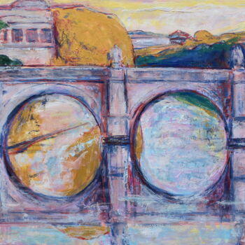 Painting titled "Ponte Sant'Angelo.…" by Misha Sydorenko, Original Artwork, Oil Mounted on Wood Stretcher frame