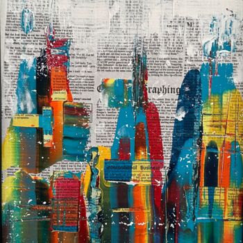 Картина под названием "Город 2" - Mishel Larsen, Подлинное произведение искусства, Акрил