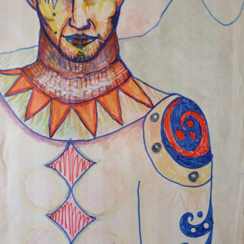 Drawing titled "Le Prince d'Orange 2" by Missterre Apocalypse, Original Artwork, Marker