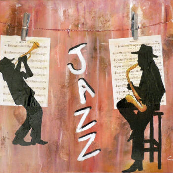 Painting titled "les deux musiciens…" by Mister5840, Original Artwork, Acrylic