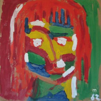 Painting titled "Face Mask 2" by Mi Tina, Original Artwork, Tempera