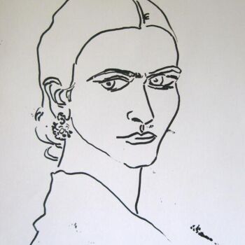 Desenho intitulada "Another Frida" por Mi Tina, Obras de arte originais, Tinta