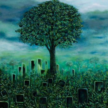 Painting titled "Digital Tree" by Mk Anisko, Original Artwork, Oil