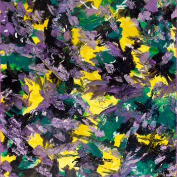 Painting titled "Violet and Yellow" by Mk Anisko, Original Artwork, Oil