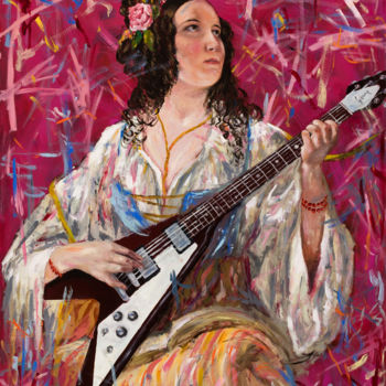 Painting titled "Rock Player" by Mk Anisko, Original Artwork, Oil