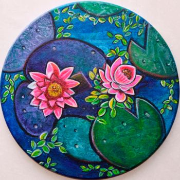 Pintura intitulada "Waterlily pond flor…" por Artbymanjiri, Obras de arte originais, Acrílico