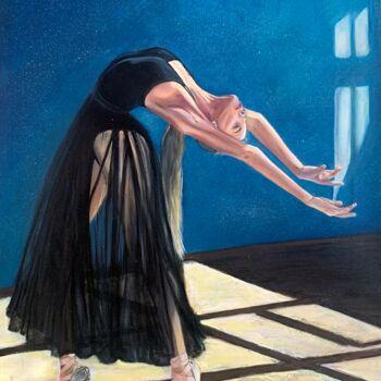 Malarstwo zatytułowany „Ballerina. Black sw…” autorstwa Mkate, Oryginalna praca, Olej Zamontowany na Drewniana rama noszy