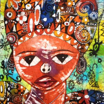 Pintura titulada "The African lady, b…" por Jafeth Moiane, Obra de arte original, Cera