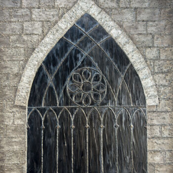 Painting titled "Gothic Window" by Mk Long, Original Artwork, Acrylic