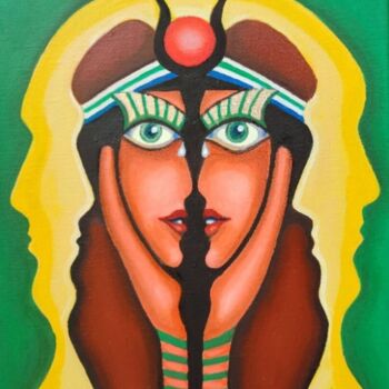 Ζωγραφική με τίτλο "The Egyptian goddes…" από Modern Art, Αυθεντικά έργα τέχνης, Λάδι