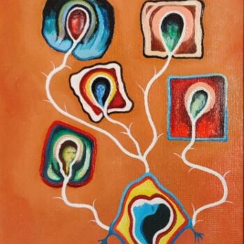 Картина под названием "The three of life" - Modern Art, Подлинное произведение искусства, Масло