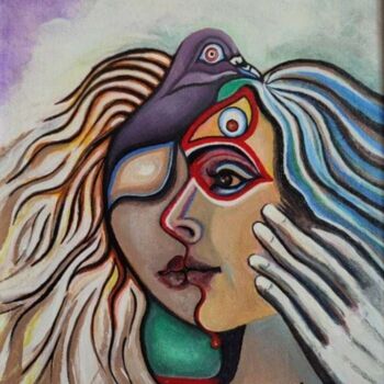 Painting titled "Goddess of Love 1" by Modern Art, Original Artwork, Oil