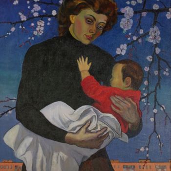 Pintura intitulada "Motherhood" por Moesey Li, Obras de arte originais, Óleo