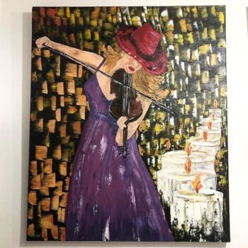 Malerei mit dem Titel "violin feelings" von Mohamed El Aji, Original-Kunstwerk, Öl