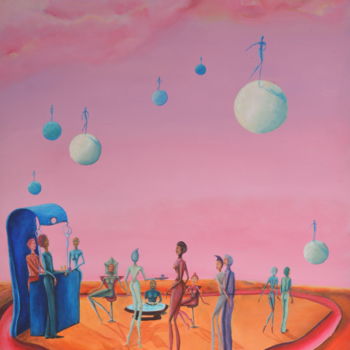 Painting titled "Les sept sphères" by M. Grine, Original Artwork, Acrylic