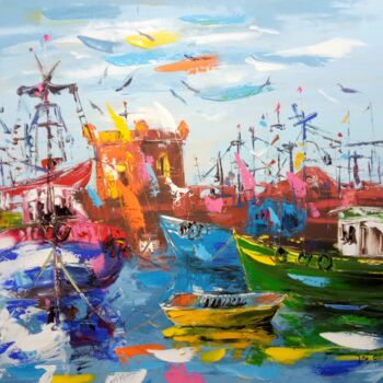 Pintura titulada "Essaouira port" por Mohammed Bouafia, Obra de arte original, Acrílico