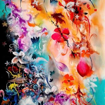 Картина под названием "Petal fantasy" - Moin Uddin, Подлинное произведение искусства, Акрил