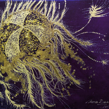 Peinture intitulée "Méduse dorée I" par Mona Bessaa, Œuvre d'art originale, Huile