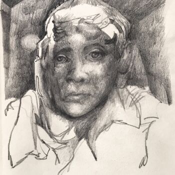 Zeichnungen mit dem Titel "Gesicht" von Mona Dia, Original-Kunstwerk, Bleistift