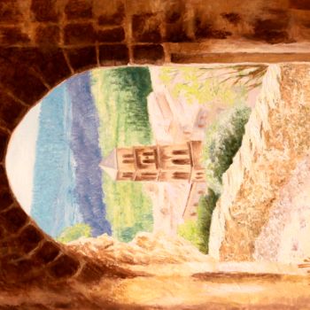 Peinture intitulée "MOUSTIERS SAINTE MA…" par Monelle, Œuvre d'art originale, Huile