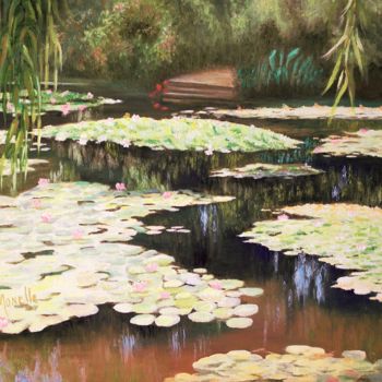 Pintura intitulada "JARDIN  DE  GIVERNY…" por Monelle, Obras de arte originais, Acrílico